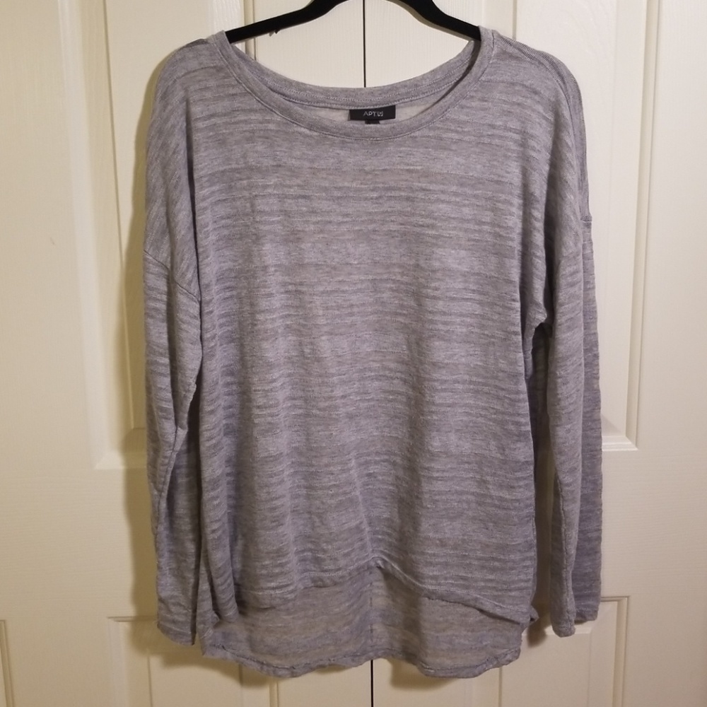 APT 9 gray striped sweater.